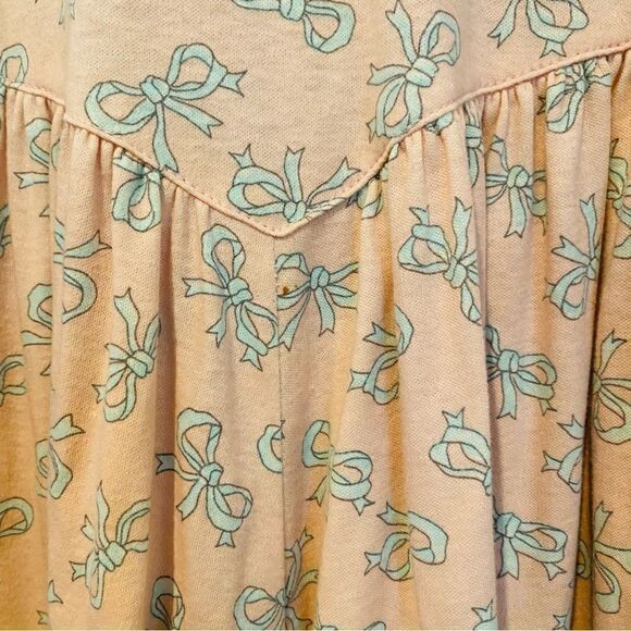 Vintage Petite Lanz Bow Print Pullover Puff Sleeve Dress w/ Pockets Size 6 - Picture 4 of 5